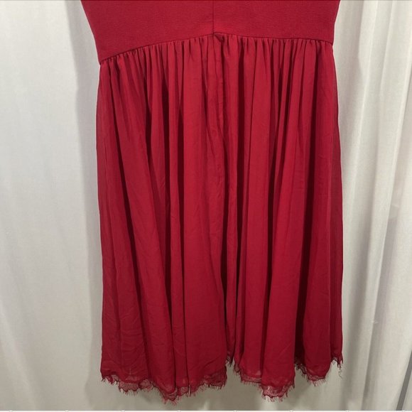 NEW Dress the Population [ Large ] Corey‎ Chiffon Fit & Flare Dress Garnet #Q298 - Picture 11 of 12